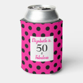 50 en Fabulous Bold Pink met zwarte poolpunten Blikjeskoeler (Blikje Achterkant)