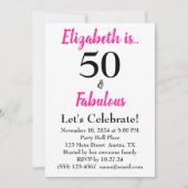 50 en Fabulous Bold Pink met zwarte poolpunten Kaart (Voorkant)