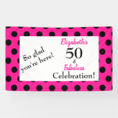50 en Fabulous Bold Pink met zwarte poolpunten Spandoek (Horizontaal)