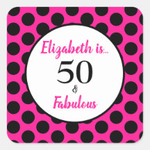 50 en Fabulous Bold Pink Square Sticker