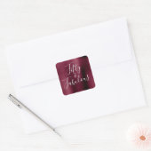 50 en Fabulous Bourgogne Cranberry Modern Vierkante Sticker (Envelop)
