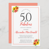 50 en Fabulous Bright Floral 50e verjaardag (Voorkant / Achterkant)