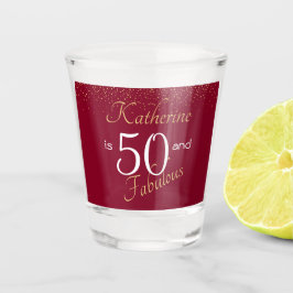 50 en Fabulous Burgundy Gold 50e verjaardag Shot Glas