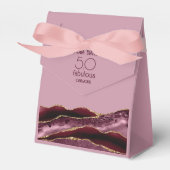 50 en Fabulous Burgundy Pink Agate 50th Birthday Bedankdoosjes (Voorkant Zijde)
