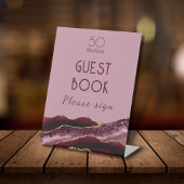 50 en Fabulous Burgundy Pink Agate Pedestal Sign Reclamebord Met Voetstuk