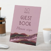 50 en Fabulous Burgundy Pink Agate Pedestal Sign Reclamebord Met Voetstuk (Insitu)