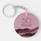 50 en Fabulous Burgundy Pink Hartelijk dank Sleutelhanger (Voorkant)