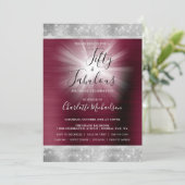 50 % en Fabulous Burgundy Silver Sparkle Glam Kaart (Staand voorkant)