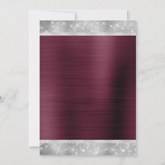 50 % en Fabulous Burgundy Silver Sparkle Glam Kaart (Achterkant)