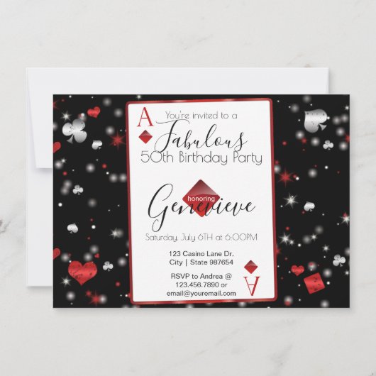 50 en Fabulous | Casino Vegas Birthday Kaart (Achterkant)