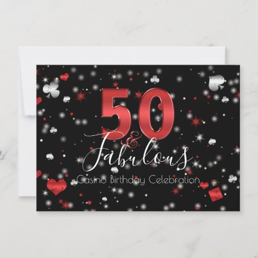 50 en Fabulous | Casino Vegas Birthday Kaart (Voorkant)