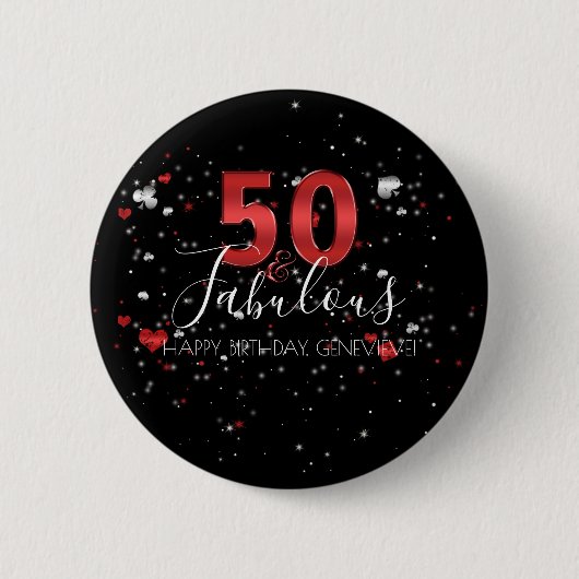 50 en Fabulous | Casino Vegas Birthday Ronde Button 5,7 Cm (Voorkant)
