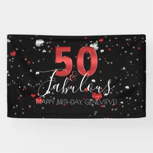 50 en Fabulous | Casino Vegas Birthday Spandoek (Horizontaal)