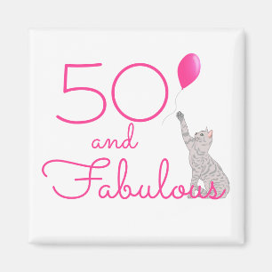 50 En Fabulous Cat Lovers Verjaardag Magneet