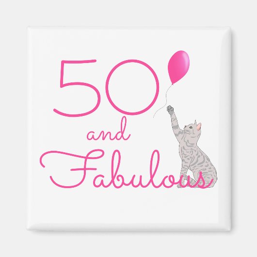 50 En Fabulous Cat Lovers Verjaardag Magneet (Voorkant)