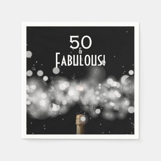 50 en Fabulous Champagne Birthday Party Napkins Servet (Voorkant)