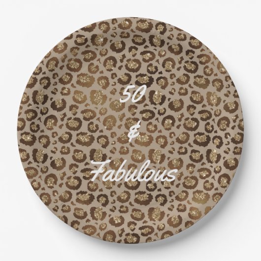 50 en Fabulous Cheetah Print Papieren Bordje (Voorkant)