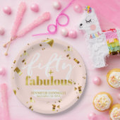50 en Fabulous Chic Pink 50th Birthday Papieren Bordje (Feest)