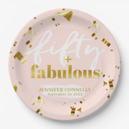 50 en Fabulous Chic Pink 50th Birthday Papieren Bordje