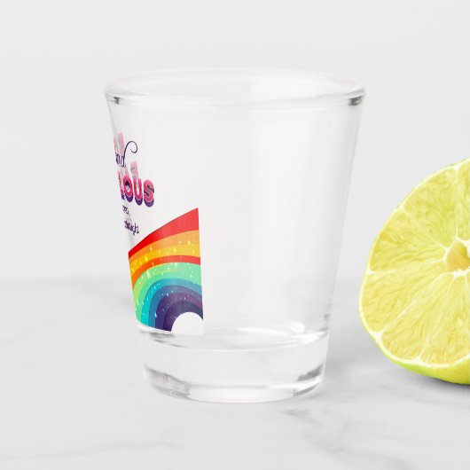 50 en Fabulous Chic Rainbow 50th Birthday Party Shot Glas (Rechts)