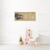 50 en Fabulous Chic Script Golden Photo Party Spandoek (Insitu)