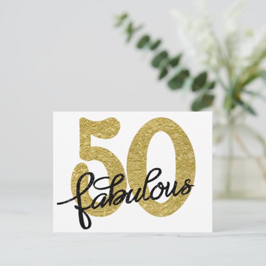 50 en Fabulous | Classy Gold Zwart-wit Briefkaart (Staand voorkant)