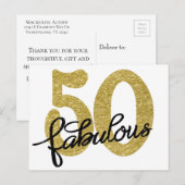 50 en Fabulous | Classy Gold Zwart-wit Briefkaart (Voorkant / Achterkant)