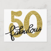 50 en Fabulous | Classy Gold Zwart-wit Briefkaart (Voorkant)
