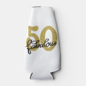 50 en Fabulous | Classy Gold Zwart-wit Flesjeskoeler (Voorkant)