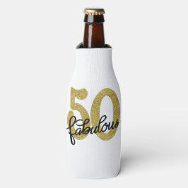 50 en Fabulous | Classy Gold Zwart-wit Flesjeskoeler