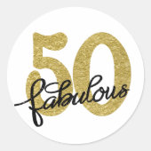 50 en Fabulous | Classy Gold Zwart-wit Ronde Sticker (Voorkant)