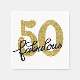 50 en Fabulous | Classy Gold Zwart-wit Servetten