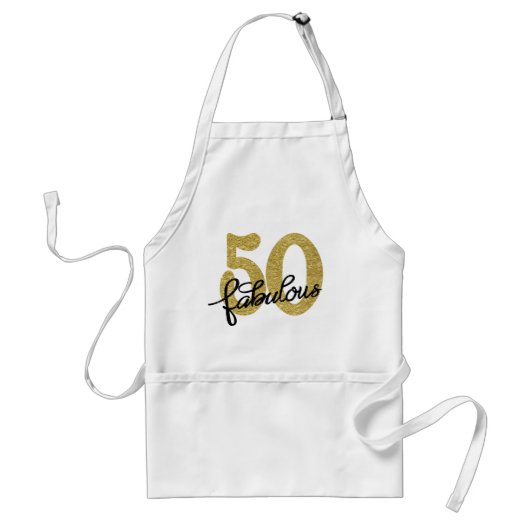 50 en Fabulous | Classy Gold Zwart-wit Standaard Schort (Voorkant)