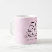 50 en Fabulous Coffee Mok - Roze en wit (Voorkant links)