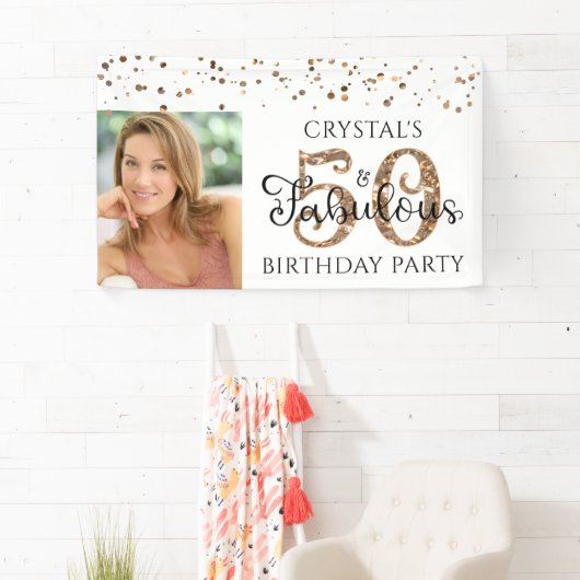 50 EN FABULOUS Copper Gold Confetti Foto Spandoek (Insitu)