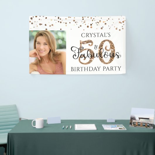 50 EN FABULOUS Copper Gold Confetti Foto Spandoek (Beurs)