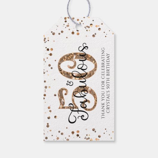 50 EN FABULOUS Copper Gold Hartelijk dank Cadeaulabel (Achterkant)