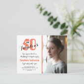 50 en Fabulous Coral Foto 50e Verjaardag Invit. Briefkaart (Staand voorkant)