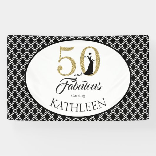 50 en Fabulous Custom 50th Birthday Spandoek (Horizontaal)