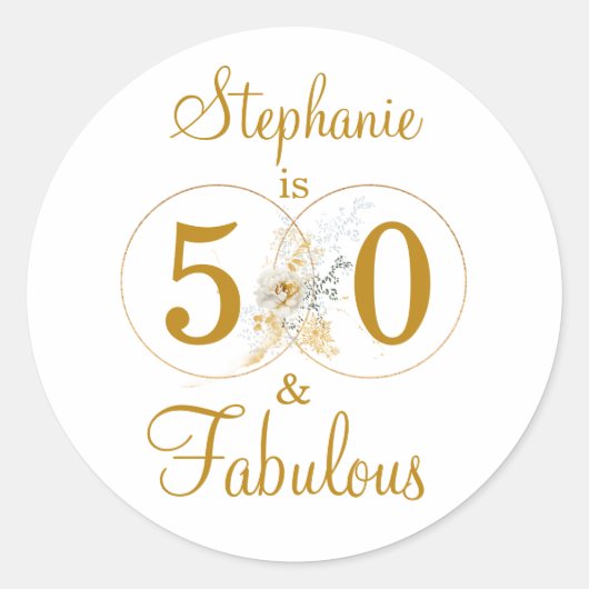 50 en Fabulous Custom Name 50th Birthday Ronde Sticker (Voorkant)