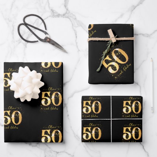 50 en Fabulous Custom Wrapping Paper (Voorkant)
