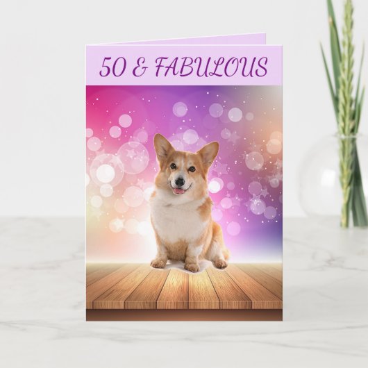 50 en FABULOUS Cute Corgi Birthday Kaart (Voorkant)