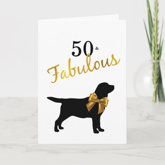 50 en Fabulous - Cute Dog - 50th Birthday Kaart (Voorkant)