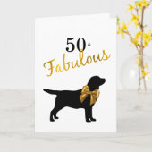 50 en Fabulous - Cute Dog - 50th Birthday Kaart (Gele Bloem)