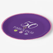 50 en Fabulous Daisy 30 40, 60 jaar Papieren Borde Papieren Bordje (Gekanteld)