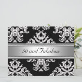 50. en Fabulous Damask Birthday Party Kaart (Staand voorkant)