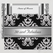 50. en Fabulous Damask Birthday Party Kaart (Voorkant / Achterkant)