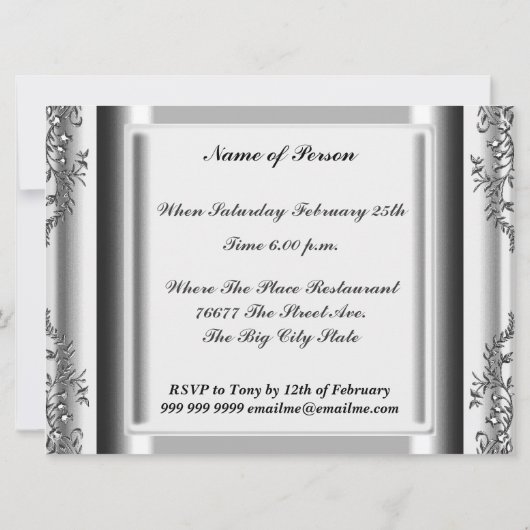 50. en Fabulous Damask Birthday Party Kaart (Achterkant)