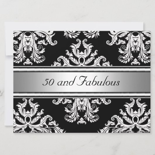50. en Fabulous Damask Birthday Party Kaart (Voorkant)