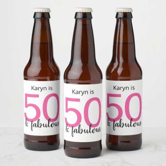 50 en Fabulous Dames 50th Birthday Party Bier Etiket (Flessen)